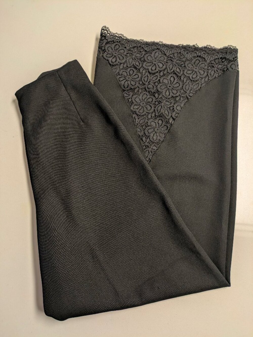 Rare Vintage Mark Montano Lace Trim Wide Leg Pants, black | size 4? Archive